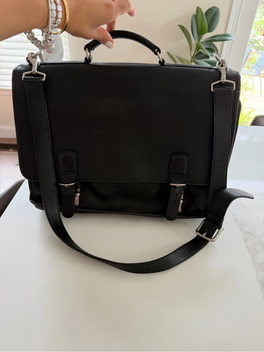 Vintage Coach 5810 Leather Briefcase Laptop Messenger Black Strap